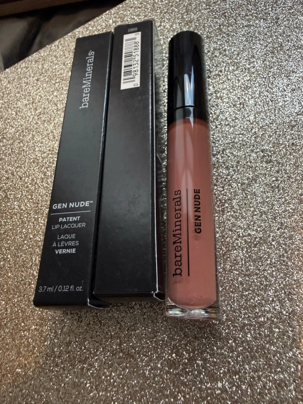 NIB 3.7ml/.12oz bareMinerals SQUAD Gen Nude Patent Lip Lacquer – Nude Pink